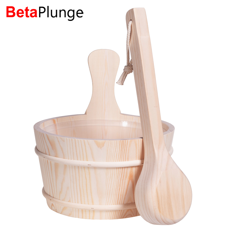 BetaPlunge wooden sauna bucket and ladle