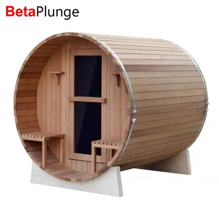 BetaPlunge Hemlock Carbonized Wood Style With Doorways Backyard Sauna